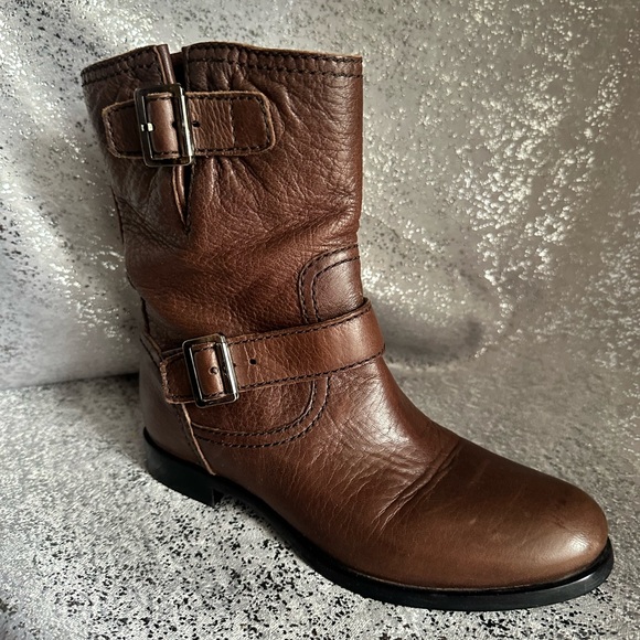 Prada Women's Brown Deerskin Leather Half-Boot 1U231F Size 37.5 US Size 7 - Picture 3 of 12